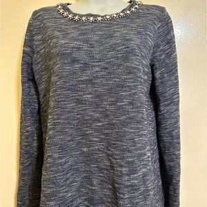 J Crew Sweater Gemstone collar Embellished Beaded
